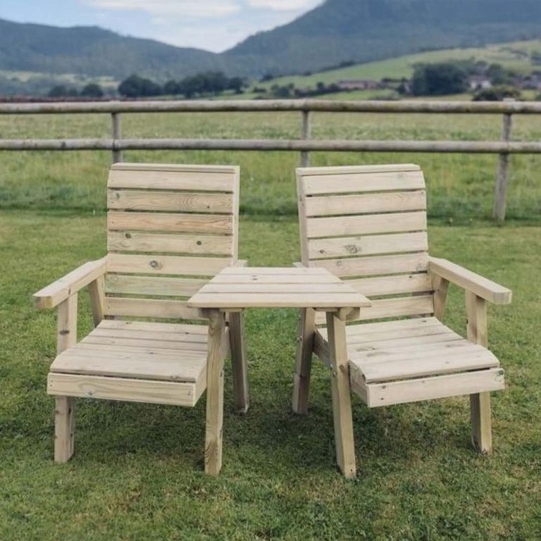 Churnet Valley Clover Redwood Angled Garden Love Seats