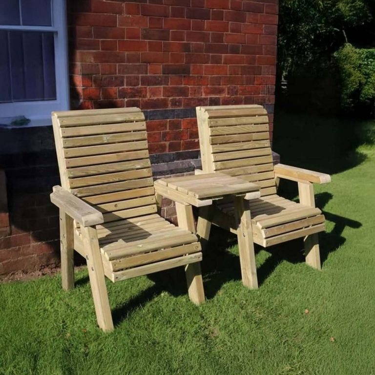 Churnet Valley Ergonomic Redwood Garden Love Seats