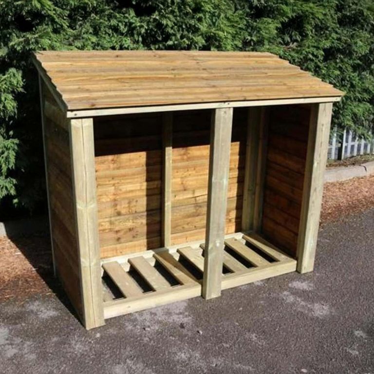 Churnet Valley Heavy Duty Timber Wood Wide Garden Log Store 4x5