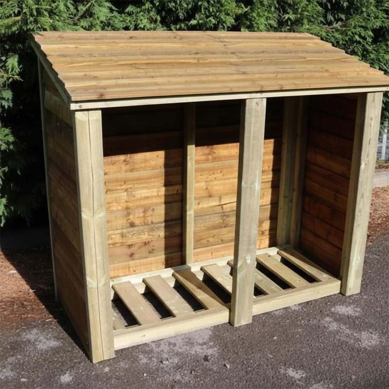 Churnet Valley Heavy Duty Timber Wood Wide Garden Log Store 4x5