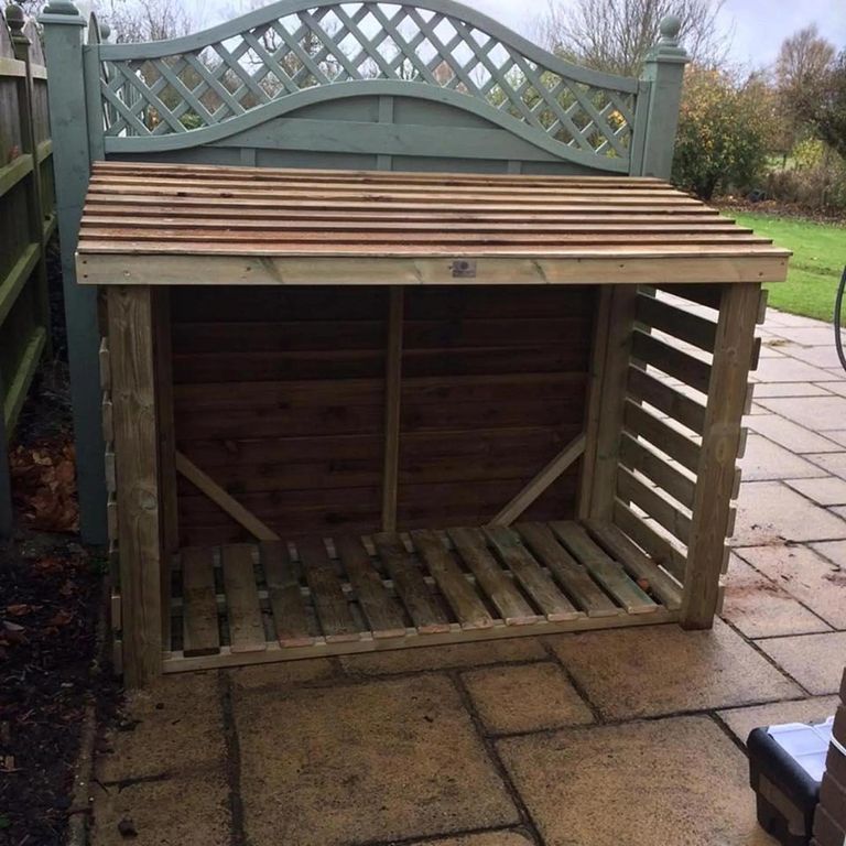 Churnet Valley Redwood Slatted Garden Log Store 4x5