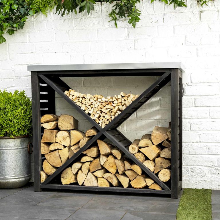 Moreton Outdoor Black Cross Log Store Large