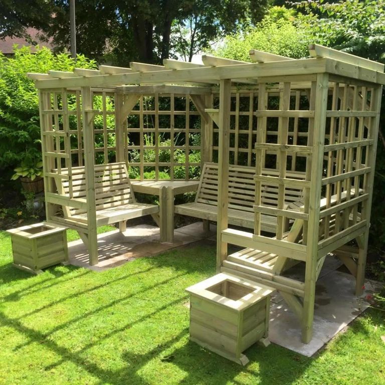 Churnet Valley Riviera Timber Wood Pergola Garden Seats