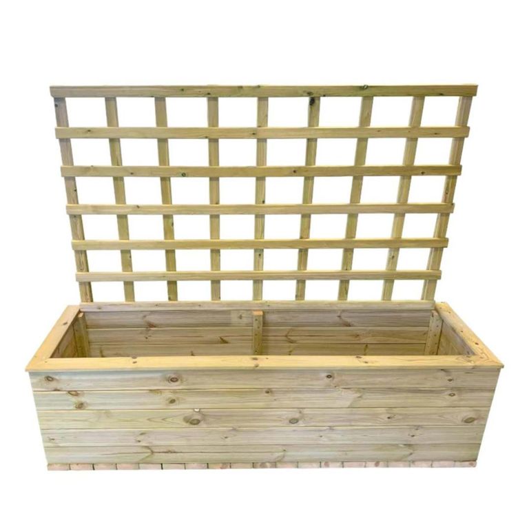 Garden Trough Planter with Trellis - Timber Wood