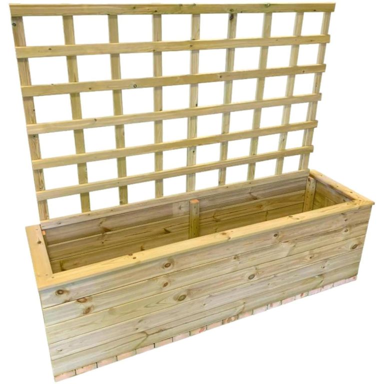 Garden Trough Planter with Trellis - Timber Wood