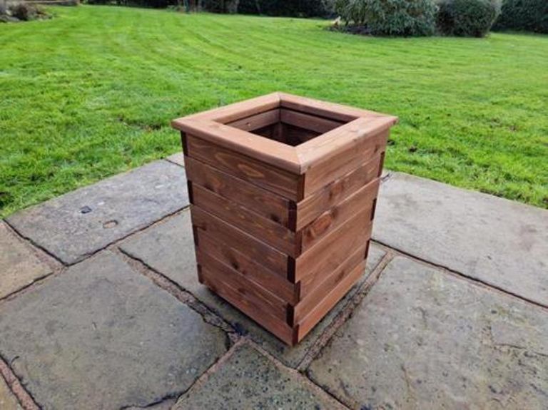 Redwood Tall Square Garden Planter