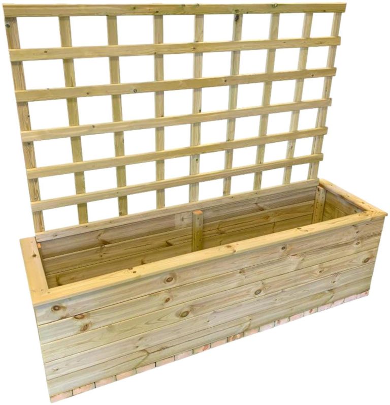 Timber Wood Trough with Trellis Garden Planter