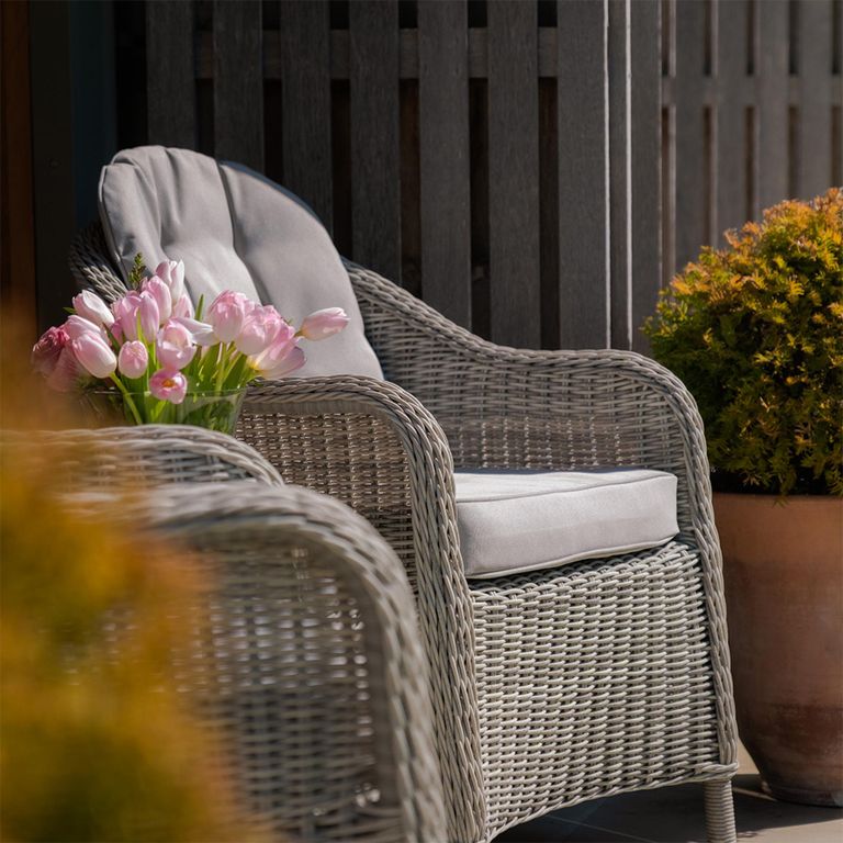 Oxford Garden Lounge Set - 3 Piece - Coffee Table - Ceramic Top - Grey Rattan