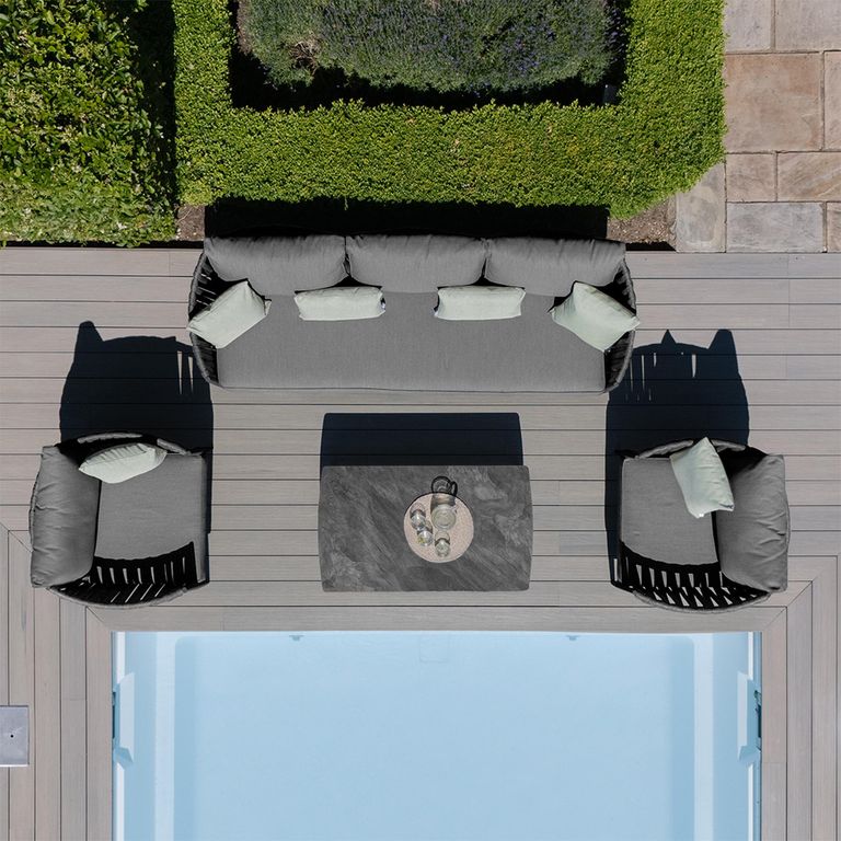 Milan Garden Sofa Set - 3 Seater - with Coffee Table - Charcoal