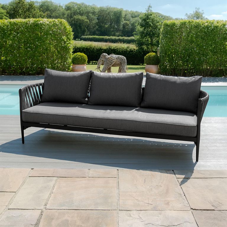 Milan Garden Sofa Set - 3 Seater - with Coffee Table - Charcoal