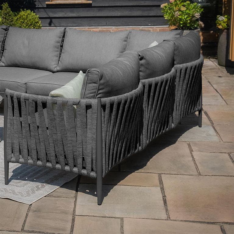 Milan Large Corner Garden Sofa Set - with Coffee Table - Charcoal