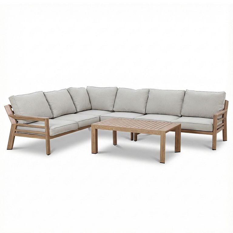 New York Corner Garden Sofa Set - Wood