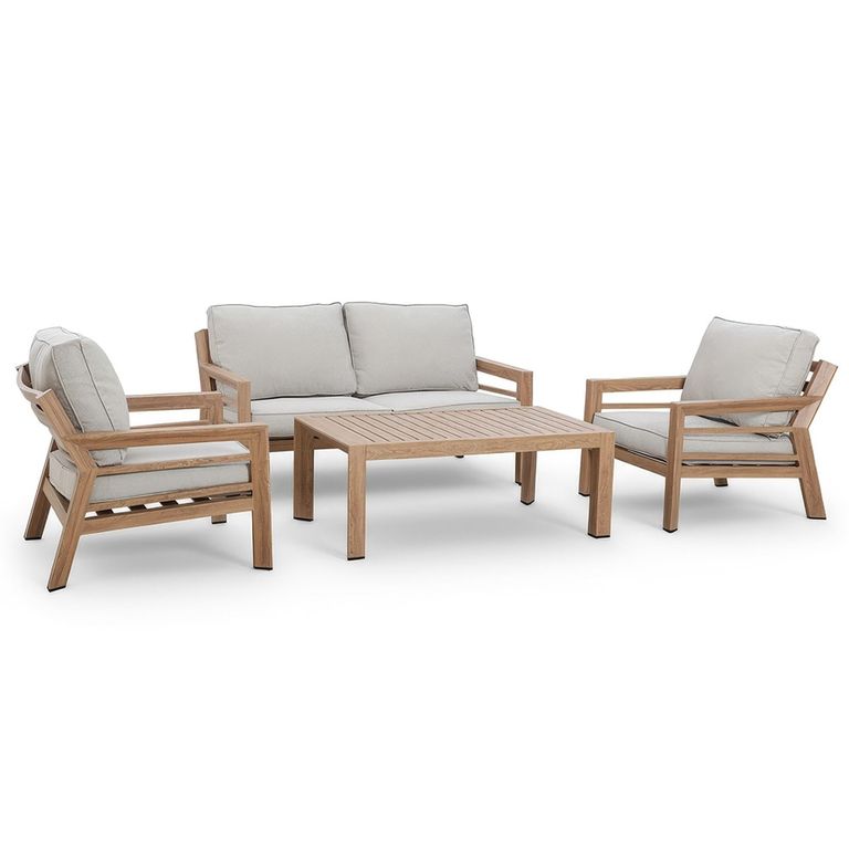 New York Garden Sofa Set - 2 Seater - with Coffee Table - Wood