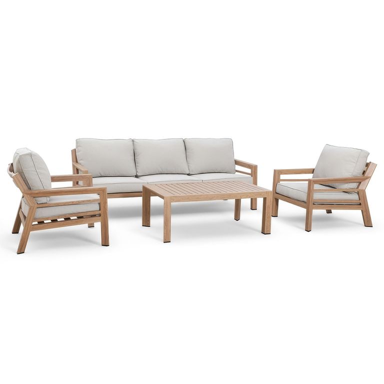 New York Garden Sofa Set - 3 Seater - with Coffee Table - Wood