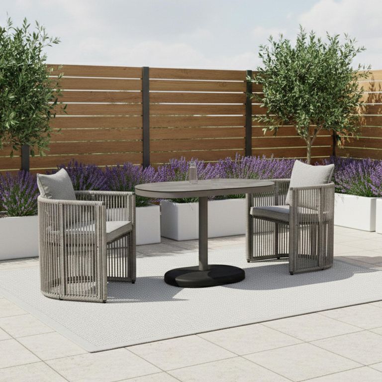 Monaco Garden Bistro Set - 2 Seater - Cool Linen