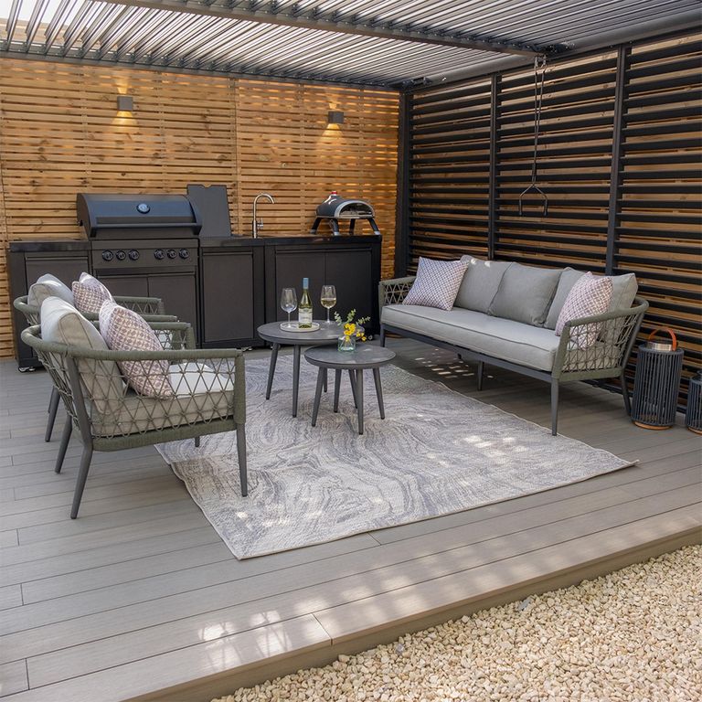 Monaco Garden Sofa Set - 3 Seater - with Coffee Table - Ivy Green