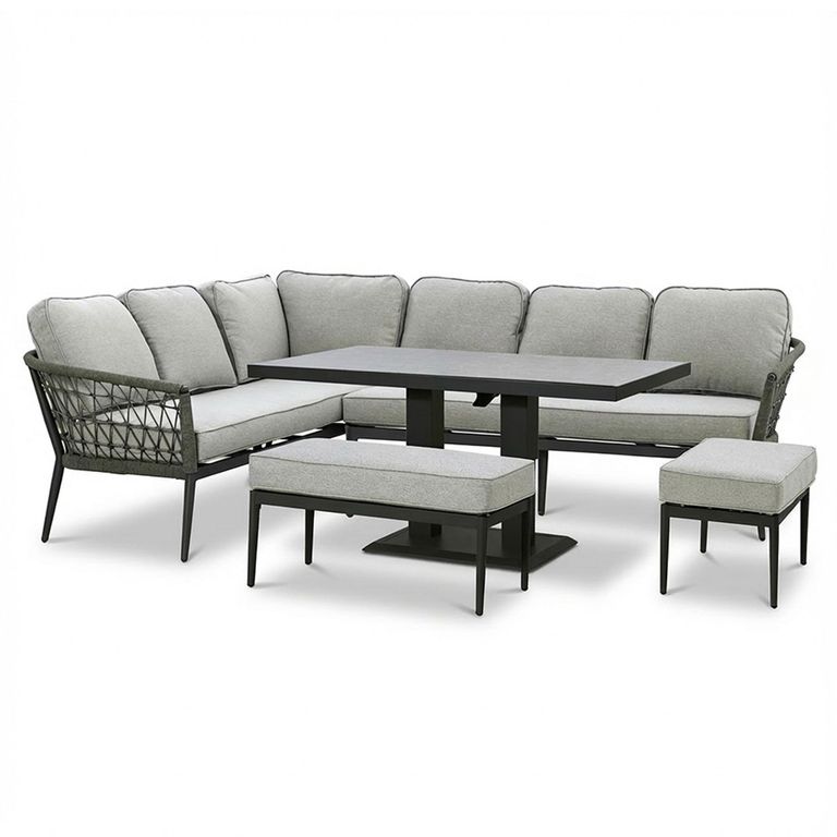 Monaco Corner Garden Dining Set - Rising Table - Ivy Green