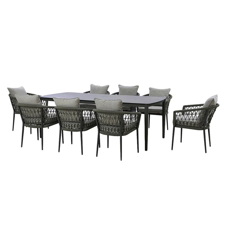Monaco Garden Dining Set - 8 Seater - 220cm - Ivy Green