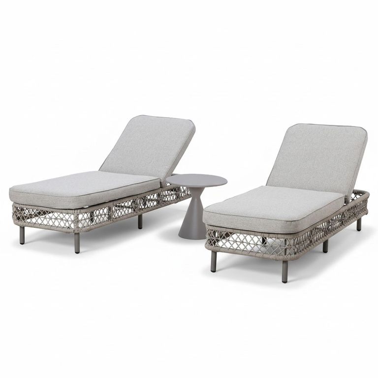 Monaco Garden Sun Lounger Set - Cool Linen