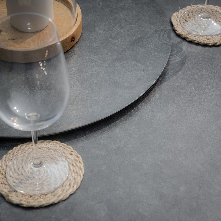 Monaco Round Garden Dining Set - 4 Seater - 120cm - Lazy Susan - Ivy Green