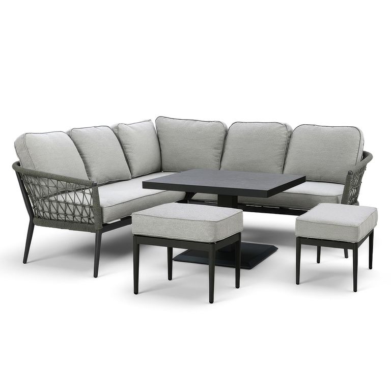 Monaco Square Corner Garden Dining Set - Rising Table - Ivy Green