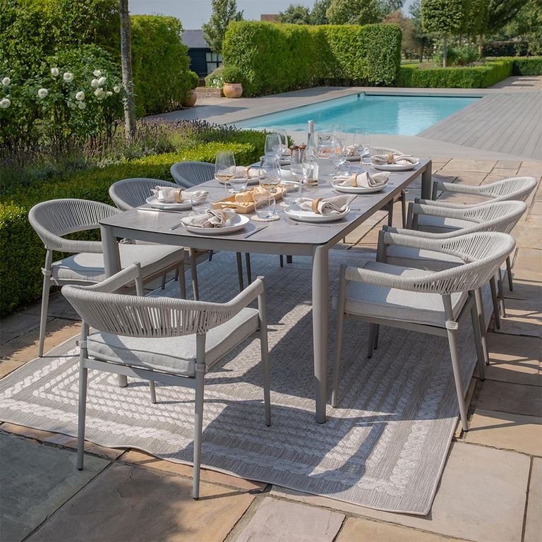 Florence Garden Dining Set - 8 Seater - 220cm - Cool Linen