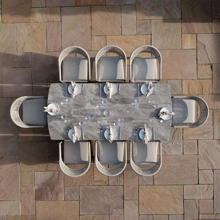 Florence Garden Dining Set - 8 Seater - 220cm - Cool Linen