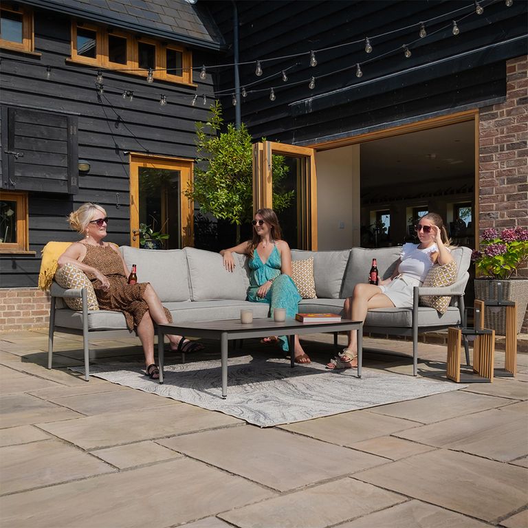 Florence Large Corner Garden Sofa Set - with Coffee Table - Cool Linen