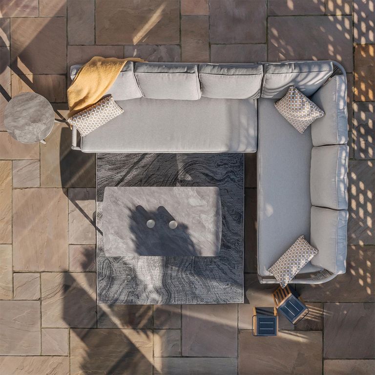 Florence Large Corner Garden Sofa Set - with Coffee Table - Cool Linen