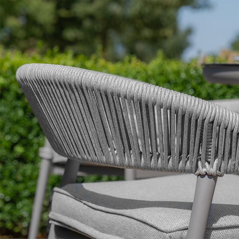 Florence Oval Garden Dining Set - 6 Seater - 180cm - Lazy Susan - Cool Linen