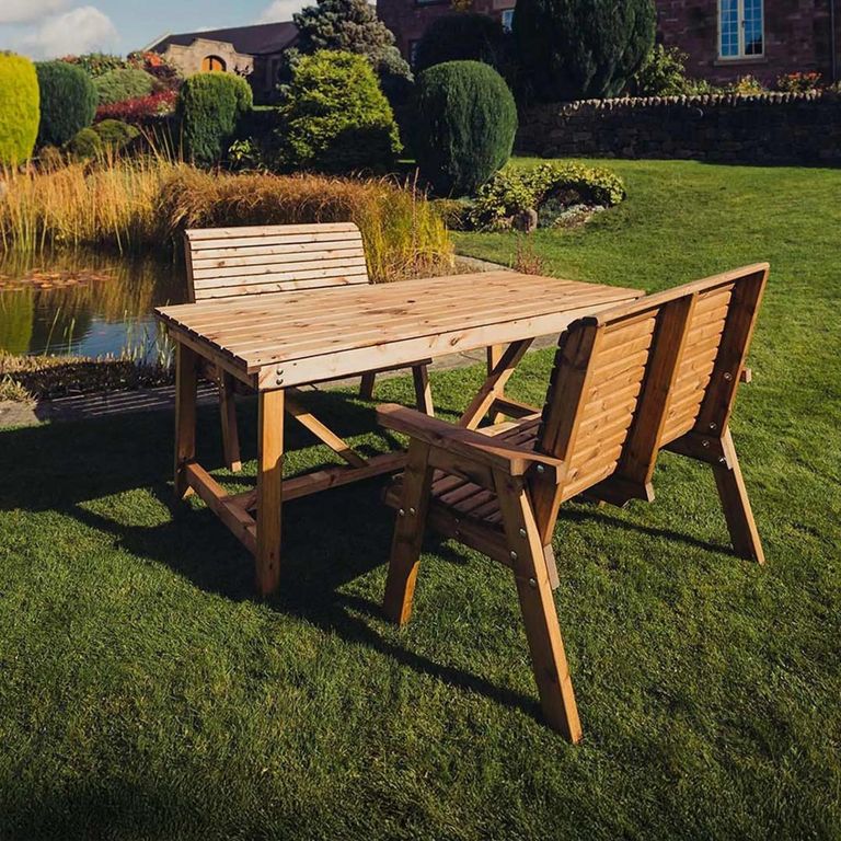 Churnet Valley Redwood 4 Seater Garden Dining Set with 2 Benches