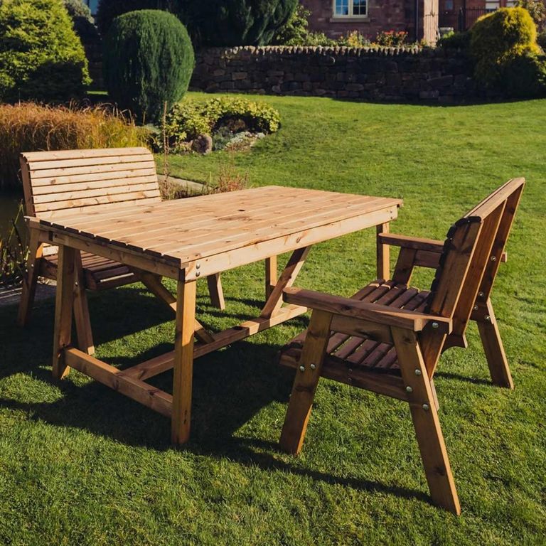 Churnet Valley Redwood 4 Seater Garden Dining Set with 2 Benches