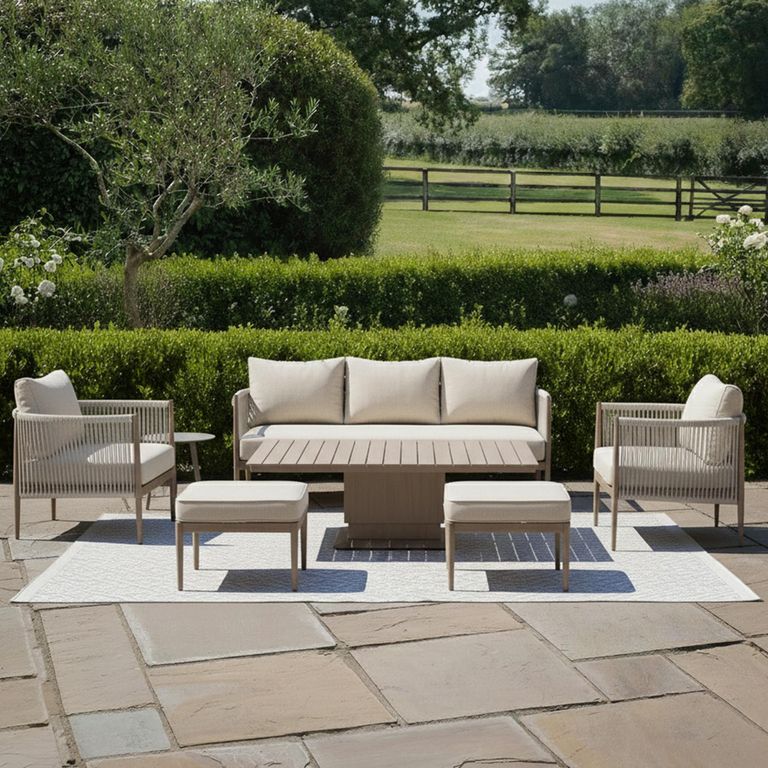 Havana Garden Sofa Set - 3 Seater - Rising Table - Natural Linen