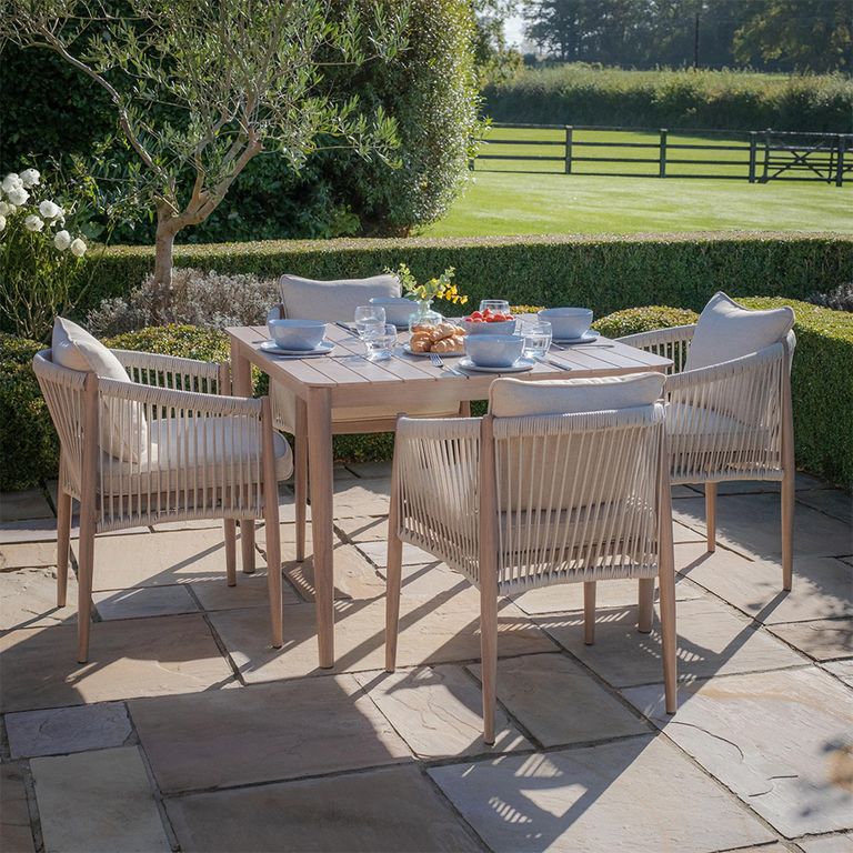 Havana Square Garden Dining Set - 4 Seater - 100cm - Natural Linen