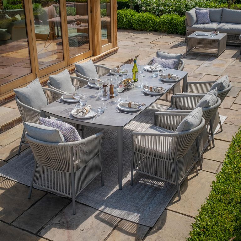 Maldives Garden Dining Set - 8 Seater - 220cm - Cool Linen