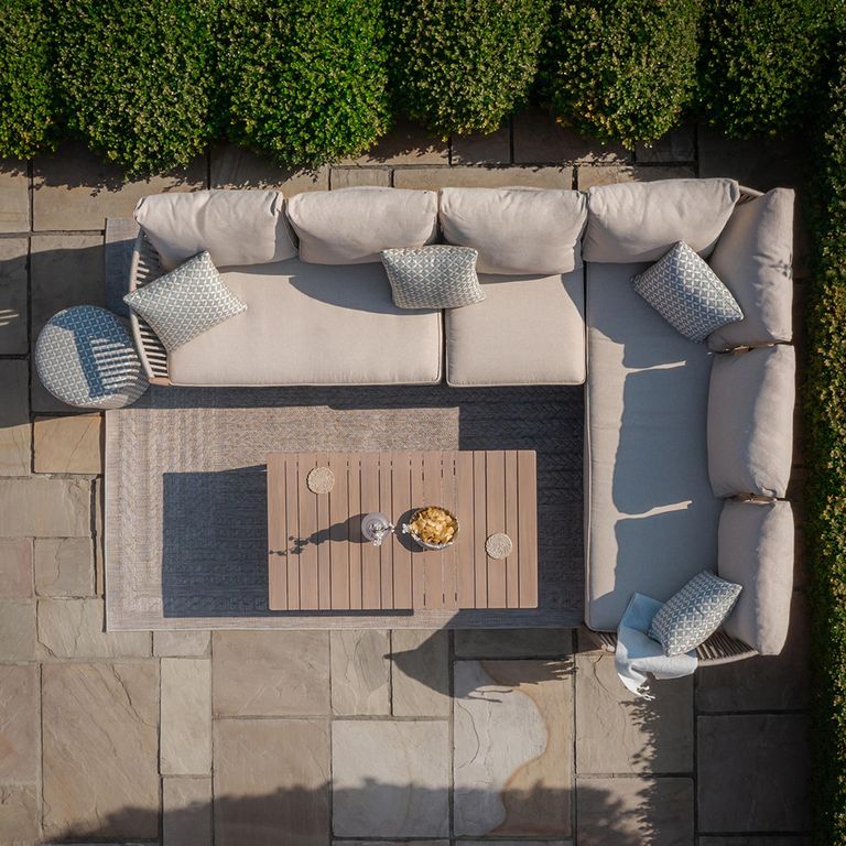 Havana Large Corner Garden Sofa Set - with Coffee Table - Natural Linen