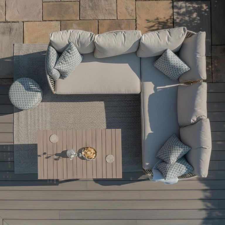 Havana Small Corner Garden Sofa Set - with Coffee Table - Natural Linen