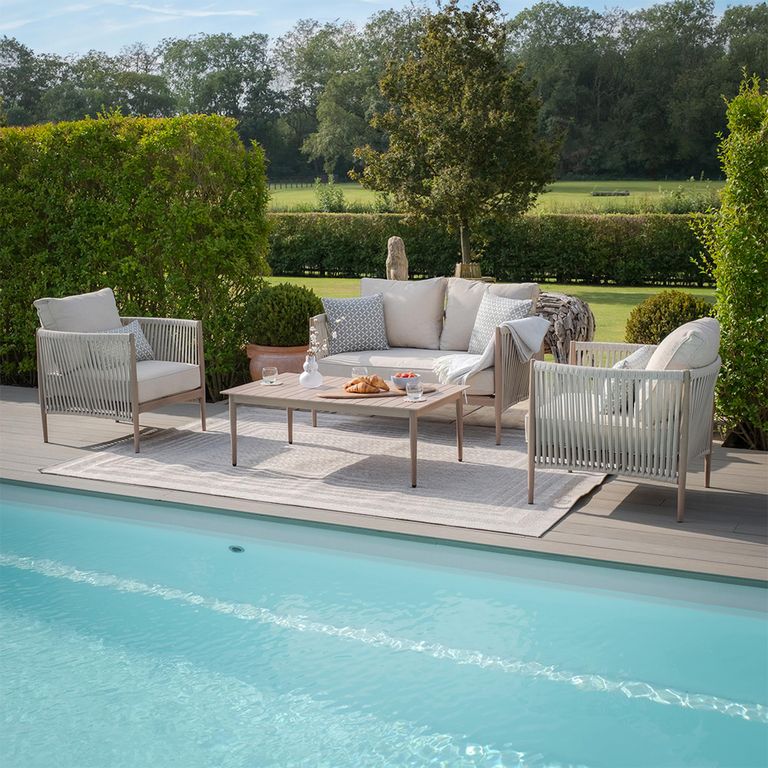 Havana Garden Sofa Set - 2 Seater - with Coffee Table - Natural Linen