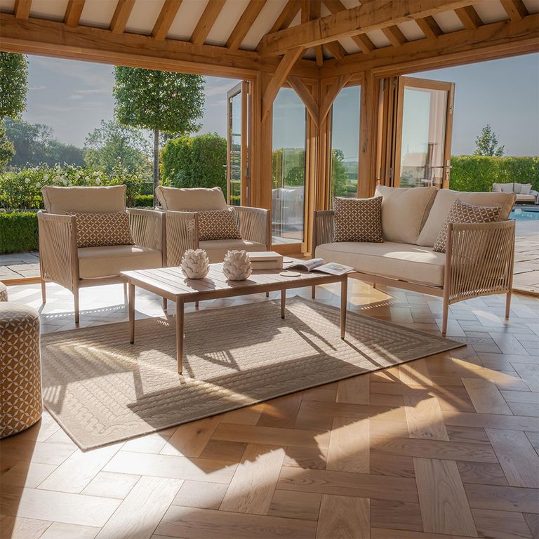 Havana Garden Sofa Set - 2 Seater - with Coffee Table - Natural Linen