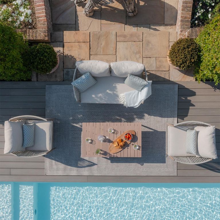 Havana Garden Sofa Set - 2 Seater - with Coffee Table - Natural Linen