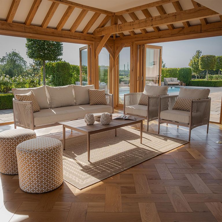 Havana Garden Sofa Set - 3 Seater - with Coffee Table - Natural Linen