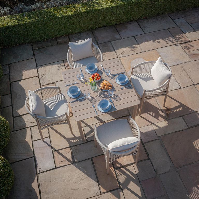 Havana Square Garden Dining Set - 4 Seater - 100cm - Natural Linen