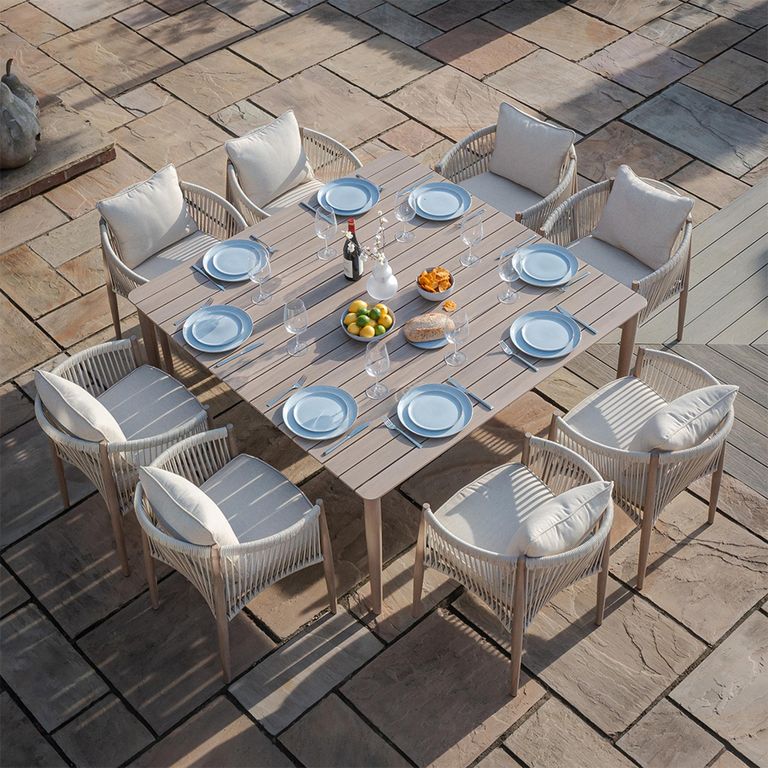 Havana Square Garden Dining Set - 8 Seater - Natural Linen