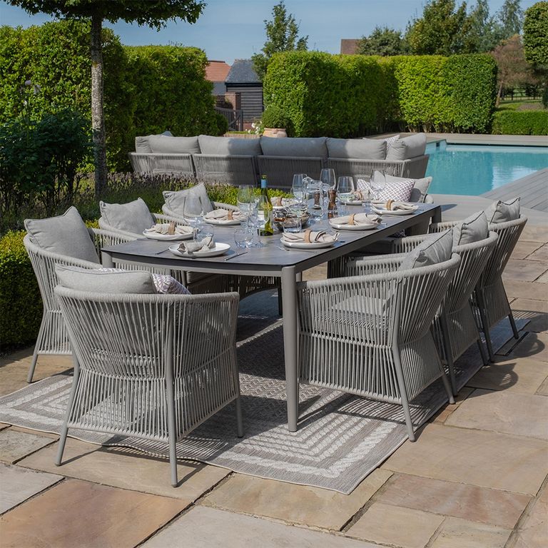 Maldives Garden Dining Set - 8 Seater - 220cm - Cool Linen