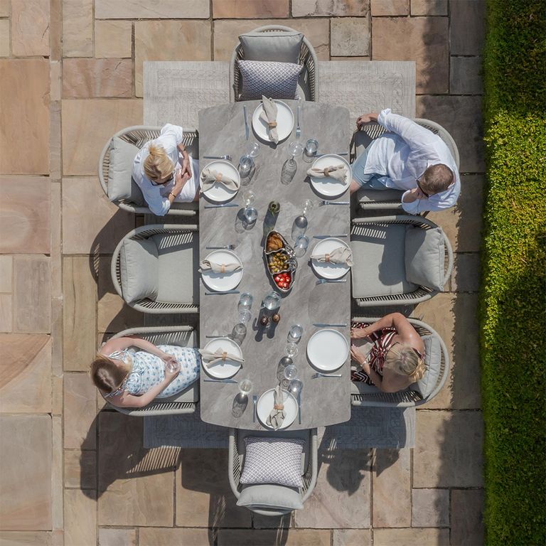 Maldives Garden Dining Set - 8 Seater - 220cm - Cool Linen