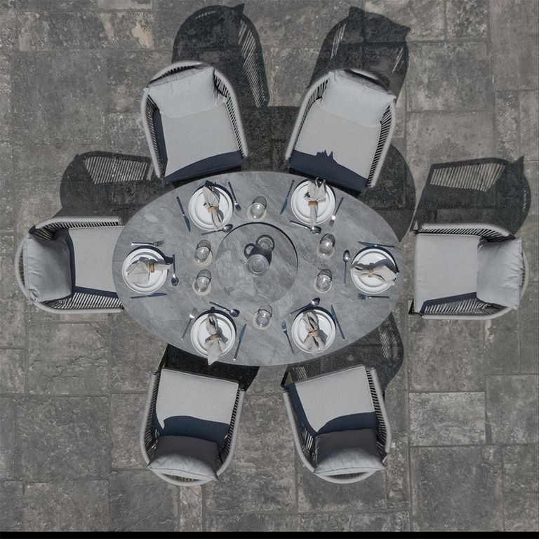 Maldives Oval Garden Dining Set - 6 Seater - 180cm - Cool Linen