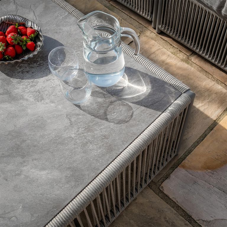 Maldives U Shape Garden Sofa Set - with Coffee Table - Cool Linen