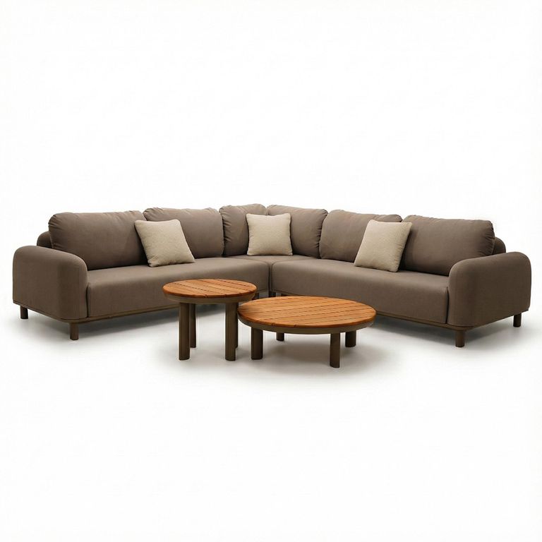 Sicily Corner Garden Sofa Set - Coffee Table - Cafe