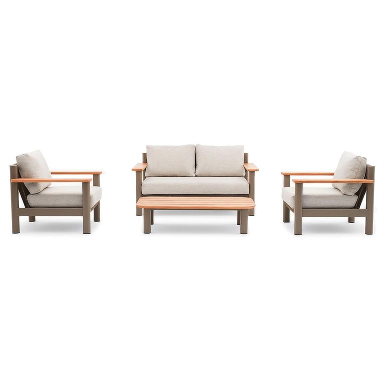 Sicily Garden Sofa Set - 2 Seater - with Coffee Table - Cafe Latte