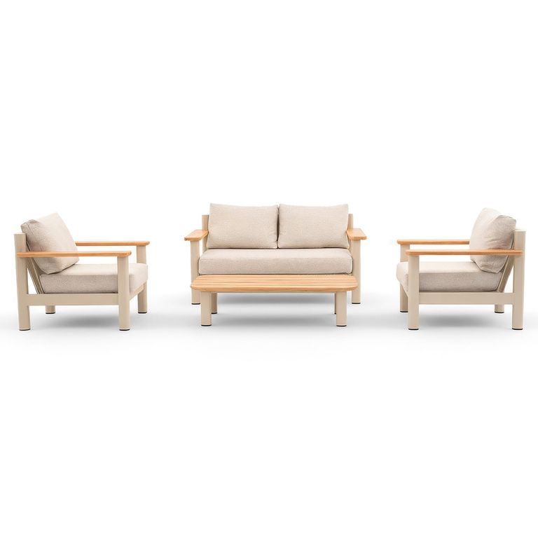 Sicily Garden Sofa Set - 2 Seater - with Coffee Table - Latte